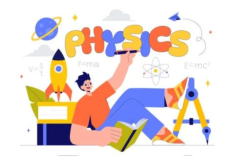 Physics Learning Vector Illustration featuring Students Exploring Electrici.. Stock Illustration