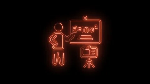 Physics lesson online learning neon light style education explainer with mass Stock Footage 322993922