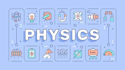 Physics light purple word concept Stock Illustration