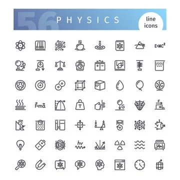 Physics Line Icons Set Stock Illustration