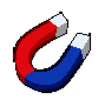 Physics magnet pixel art vector illustration Stock Illustration
