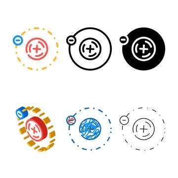 Physics molecular structure color icon vector set Stock Illustration