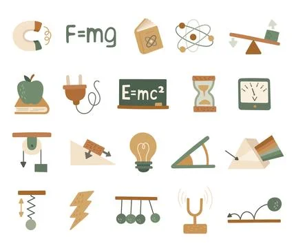 Physics object set in scandinavian style Stock Illustration