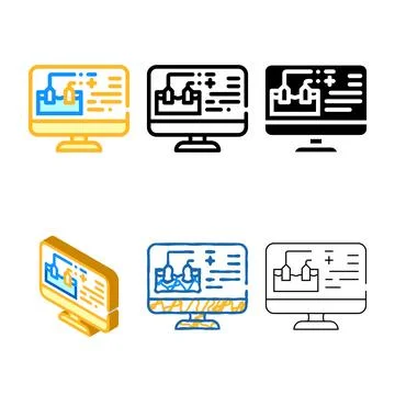 Physics online lesson color variants icon vector Illustrazione stock