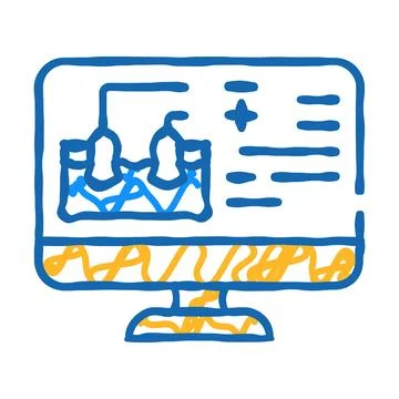 Physics online lesson icon doodle illustration Stock Illustration