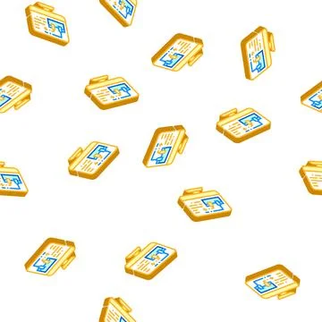 Physics online lesson isometric icon seamless pattern Stock Illustration
