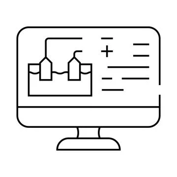 Physics online lesson line icon vector illustration Illustrazione stock