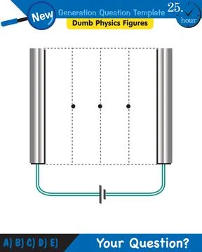 Physics, parallel plate capacitor in circuit, Capacitors, circuit elements Stock Illustration