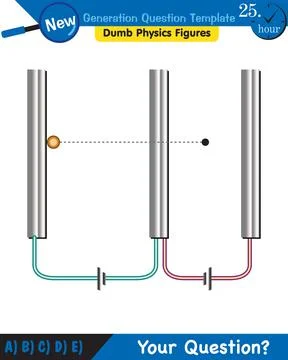 Physics, parallel plate capacitor in circuit, Capacitors, circuit elements Stock Illustration