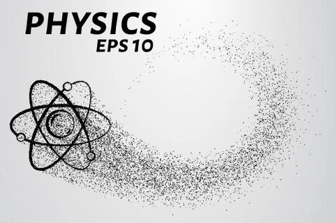 Physics of particles. Silhouette of an atom consists of small circles. Stock Illustration
