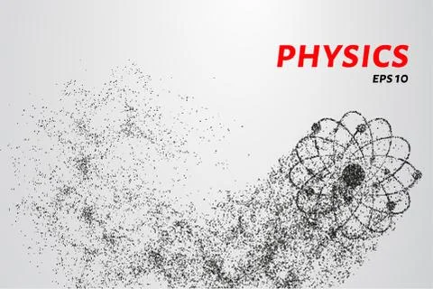 Physics of particles. Silhouette of an atom consists of small circles. Stock Illustration