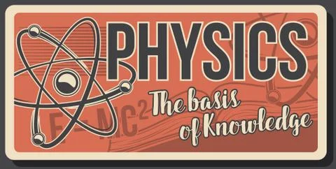 Physics poster with atom and molecules Stock Illustration