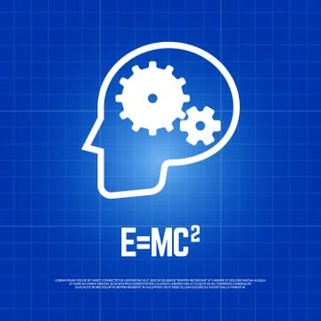 Physics poster with human head silhouette and physics formula Illustrazione stock