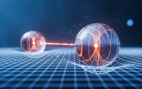 Physics quantum and quantum entanglement, 3d rendering. Stock Photos