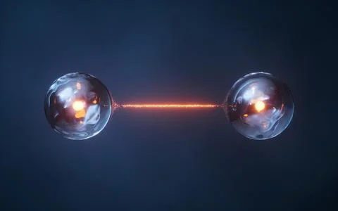 Physics quantum and quantum entanglement, 3d rendering. Stock Photos