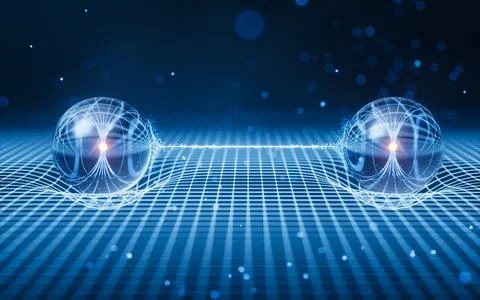 Physics quantum and quantum entanglement, 3d rendering. Stock Photos