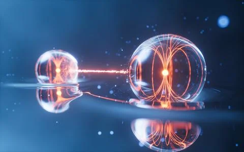 Physics quantum and quantum entanglement, 3d rendering. Stock Photos