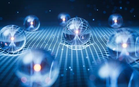 Physics quantum and scientific background, 3d rendering. Stock Photos