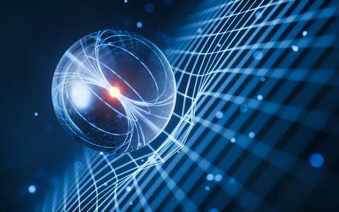 Physics quantum and scientific background, 3d rendering. Stock Photos