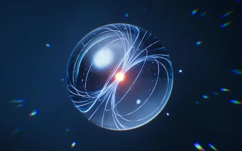 Physics quantum and scientific background, 3d rendering. Stock Photos