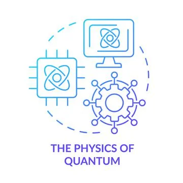 Physics of quantum blue gradient concept icon Stock Illustration