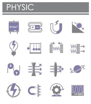 Physics related icons set on background for graphic and web design. Creative Stock Illustration