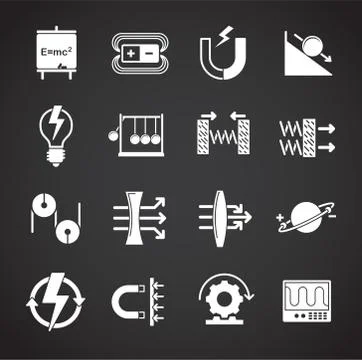 Physics related icons set on background for graphic and web design. Creative Stock Illustration