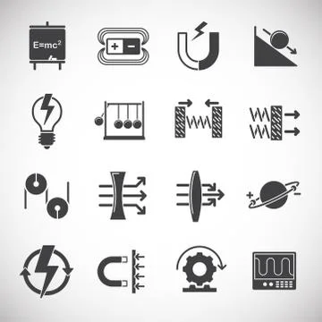 Physics related icons set on background for graphic and web design. Creative Stock Illustration