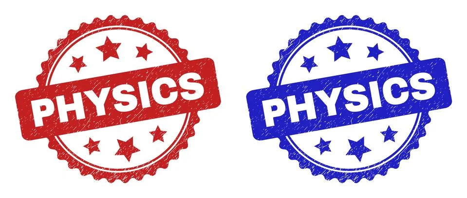 PHYSICS Rosette Seals with Grunge Texture Stock Illustration