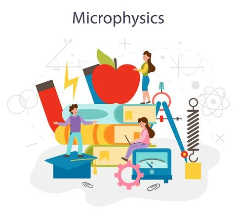 Physics school subject concept. Scientist explore electricity Stock Illustration