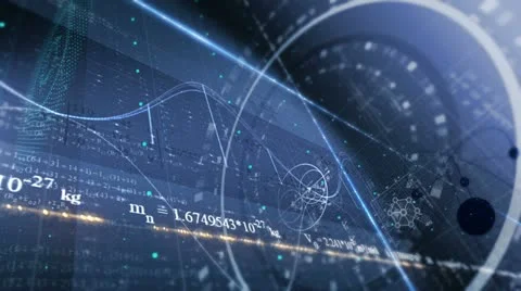 PHYSICS, SCIENCE. ABSTRACT BACKGROUND WITH DIFFERENT FORMULAS Stock Footage