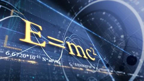 PHYSICS, SCIENCE. ABSTRACT BACKGROUND WITH DIFFERENT FORMULAS Stock Photos