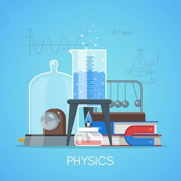 Physics science education concept vector poster in flat style design Illustrazione stock