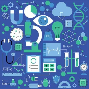 Physics Science Flat Line Set イラスト素材