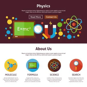Physics Science Flat Web Design Template Illustrazione stock