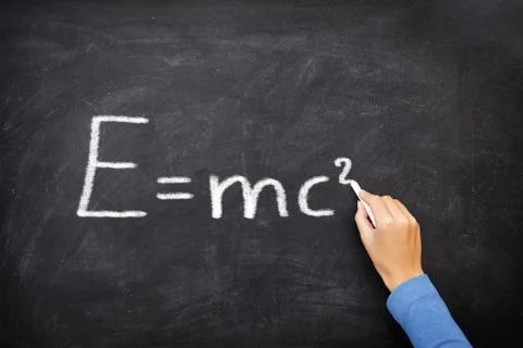 Physics science formula equation blackboard, E=mc² Stock Photos