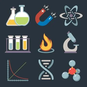 Physics science icons Stock Illustration