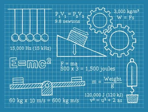 Physics, Science, School, Blueprint Stock-Illustration