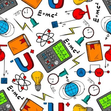 Physics science seamless pattern background Stock Illustration
