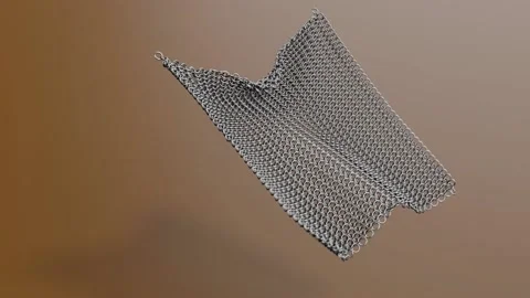 Physics simulation of a large patch of chain maille armor Stockbeeldmateriaal 131308621