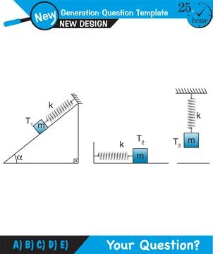 Physics - Spring System, Motion of a mass on an ideal spring Stock Illustration