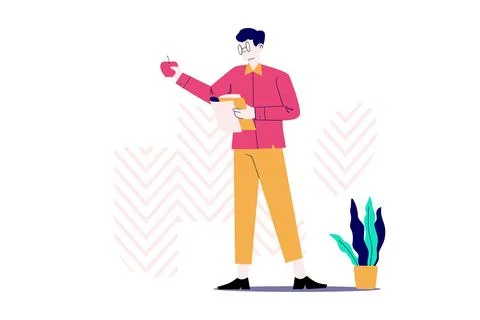 Physics Teacher Explaining Gravity and Space Illustration Stockillustratie