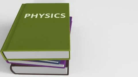 PHYSICS title on the book, conceptual 3D rendering Stock Illustration
