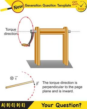 Physics, torque, next generation question template, eps Stock Illustration