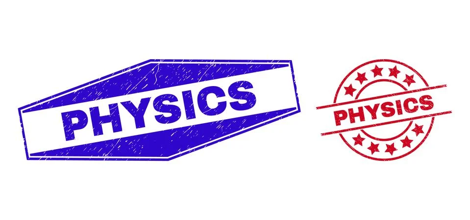 PHYSICS Unclean Stamp Seals in Round and Hexagon Shapes Stock Illustration