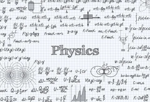 Physics vector pattern background in exercise book Stockillustratie