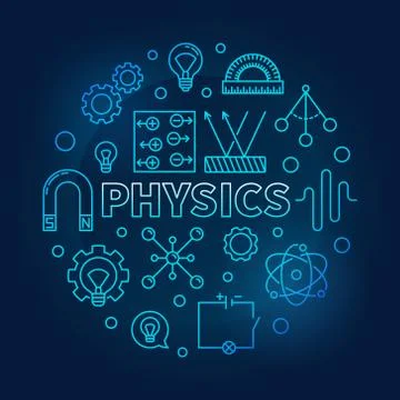 Physics vector round blue science and education illustration Illustrazione stock