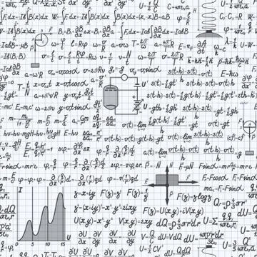 Physics vector seamless pattern backdrop notebook Stock Illustration