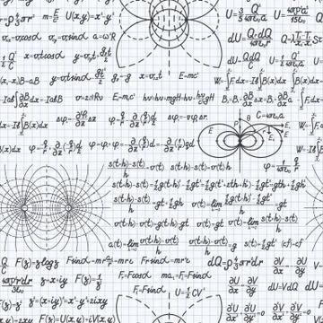 Physics vector seamless pattern backdrop notebook Stock Illustration