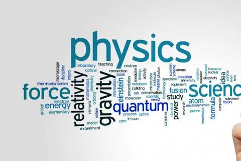 Physics word cloud Stock Photos
